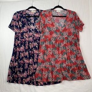 Ivy V Neck Dress Lot of 2 Floral Summer Dresses